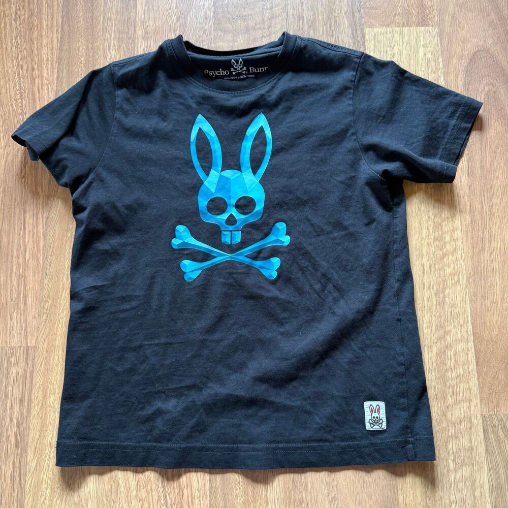 PSYCHO BUNNY cross bones teal kids tee 10/12 NWOT